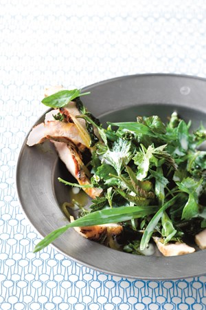 Grillede svinekoteletter med kærnemælksdressing