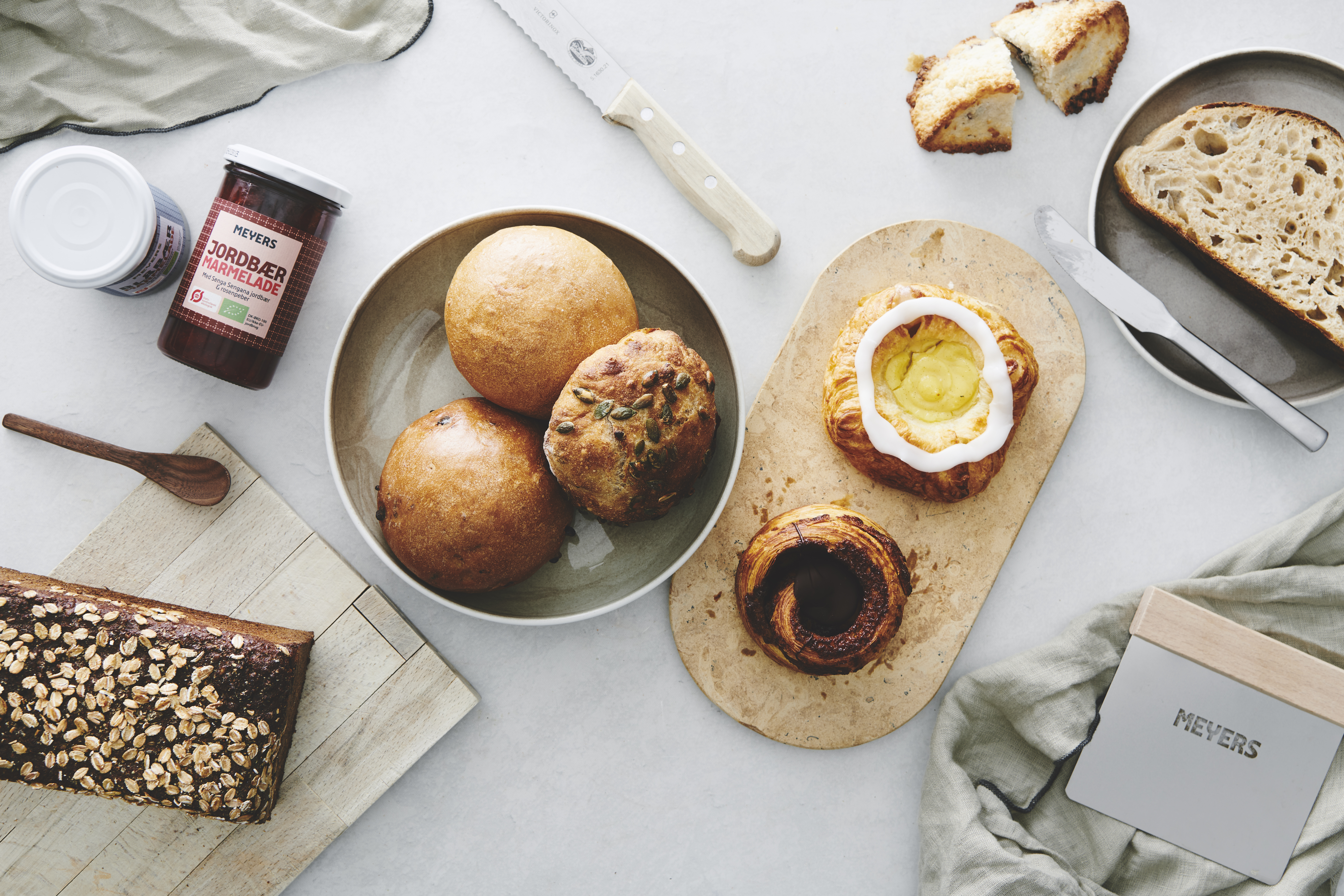 Morgenbrød, Rugbrød og spandauer fra Meyers Bageri